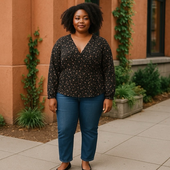 All Saints Tops - All Saints Floral Long Sleeve Wrap Blouse